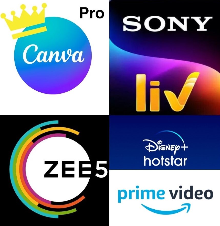 Canva Pro Lifetime Zee5 Sony Liv Prime Video Disney Hotstar 5 in 1 Combo